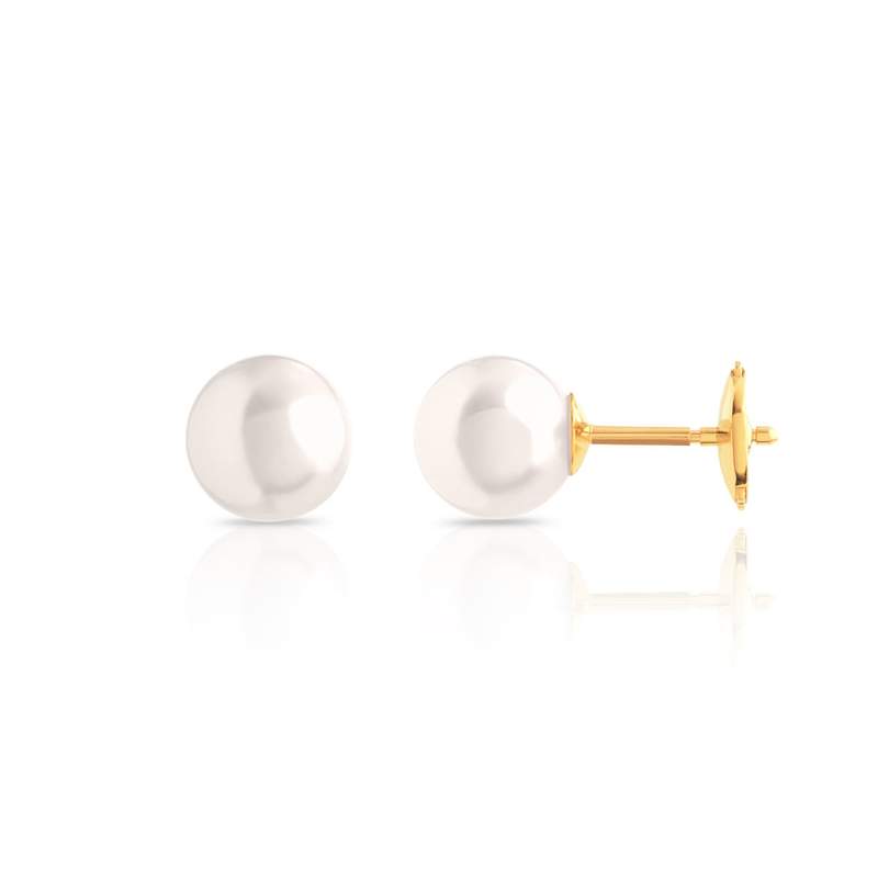 Boucles d'oreilles or 750 jaune perles de culture du Japon - vue D1