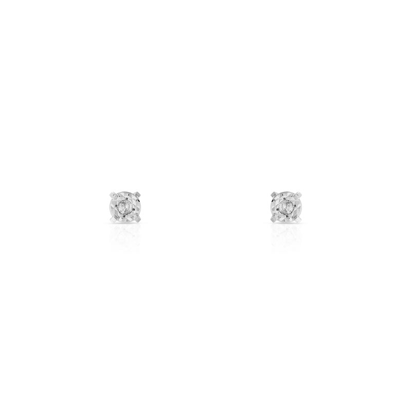 10K Or Blanc Finition Argent Vrai Diamant 0.12 Ct Femmes Boucle d/'oreille à Clous Pour