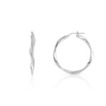Boucles d'oreilles argent 925 effet ondulé 30 mm - vue 1