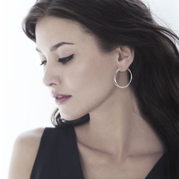 Boucles d'oreilles argent 925 effet ondulé 30 mm