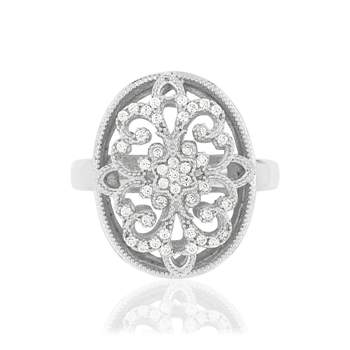 Bague argent 925 ajourée zirconias
