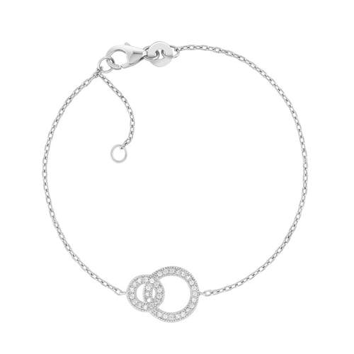 Bracelet argent 925 cercles entrelacés zirconias 18 cm