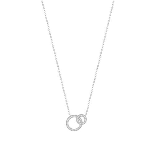 Collier argent 925 anneaux entrelacés zirconias 45 cm
