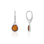 Boucles d'oreilles argent 925 dormeuses gouttes ambre - vue 1