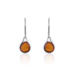 Boucles d'oreilles argent 925 dormeuses gouttes ambre - vue D1