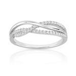 Bague argent 925 croisée zirconias - vue 1