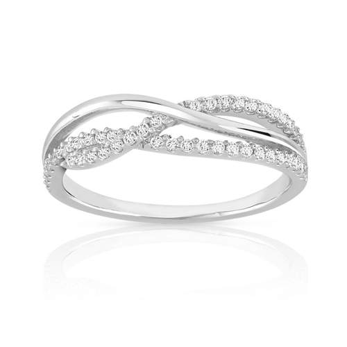 Bague argent 925 croisée zirconias