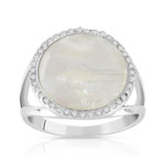Bague argent 925 nacre et zirconias - vue 1