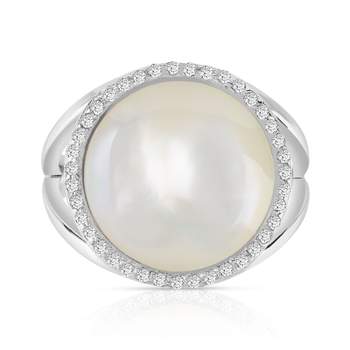 Bague argent 925 nacre et zirconias