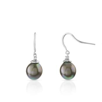 Boucles d'oreilles argent 925 pendants perles de culture de Tahiti zirconias