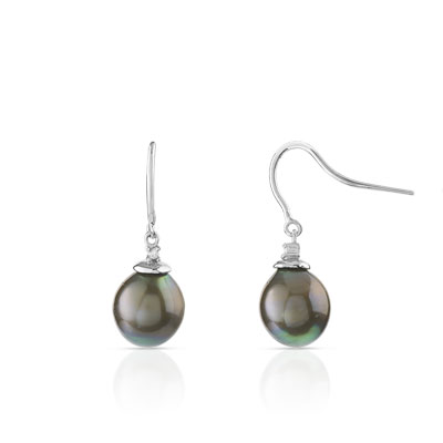 Boucles d oreilles argent 925 perle de culture de Tahiti - vue V1