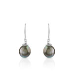 Boucles d'oreilles argent 925 pendants perles de culture de Tahiti zirconias - vue D1