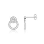 Boucles d'oreilles argent 925 anneaux entrelacés zirconias - vue 1