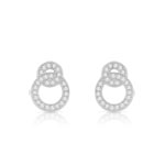 Boucles d'oreilles argent 925 anneaux entrelacés zirconias - vue D1