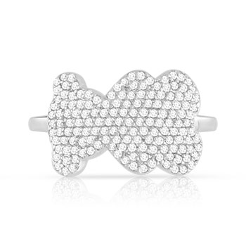 Zilveren zirkonia beer ring