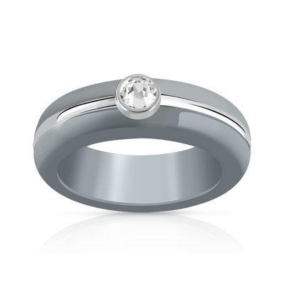 Bague argent 925 resine zirconia - vue V1