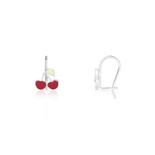 Silver 925 lacquer earrings cherry sleepers
