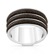 Bague argent 925 cuir imitation