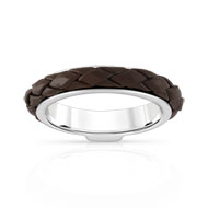 Bague argent 925 cuir imitation