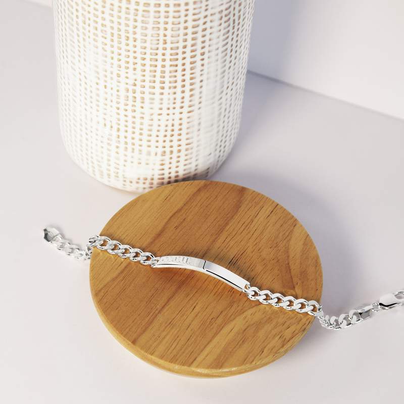 Bracelet identité argent 925 maille gourmette personnalisable 21 cm - vue D3