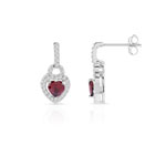 Boucles d'oreilles argent 925 coeurs zirconias rouges et blancs - vue 1