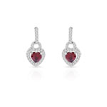 Boucles d'oreilles argent 925 coeurs zirconias rouges et blancs - vue D1