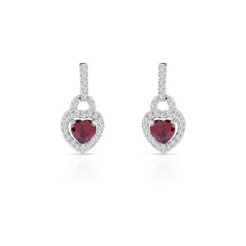 925 sterling silver earrings with red and white zirconia hearts