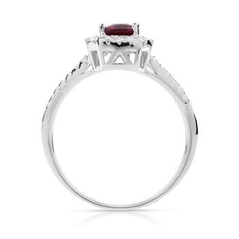 Rechthoekige ring van 925 zilver met rode en witte zirkonia's