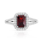 Bague argent 925 rectangulaire zirconias rouge et blancs - vue 3