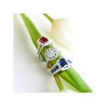 Bague argent 925 rectangulaire zirconias rouge et blancs - vue D2