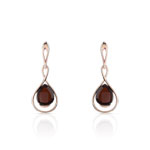Boucles d'oreilles argent 925 rosé pendants ambre taille poire - vue D1
