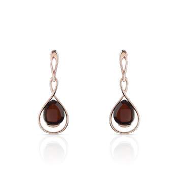 925 silver earrings with pear cut amber pendants