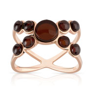 Bague argent 925 rosé ambre