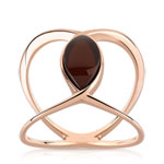 Bague argent 925 ajourée rosé ambre taille marquise - vue 1