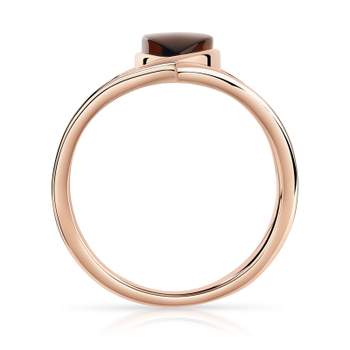 925 zilveren ring met opengewerkte roségouden en amberkleurige marquise-slijpsteen
