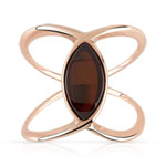 Bague argent 925 ajourée rosé ambre taille marquise - vue 3
