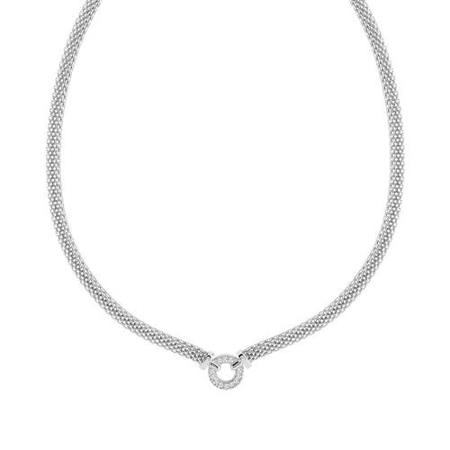 Collier argent 925 anneau zirconias 42 cm