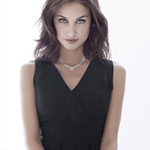 Collier argent 925 anneau zirconias 42 cm - vue porté 1