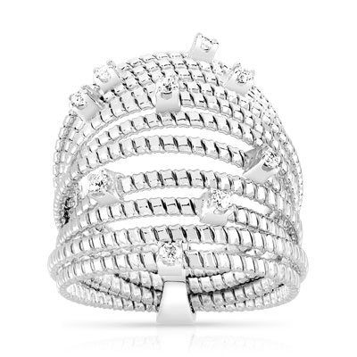 Bague argent 925 acier  zirconia - vue 1