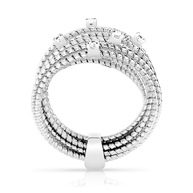 Bague argent 925 acier  zirconia - vue 2