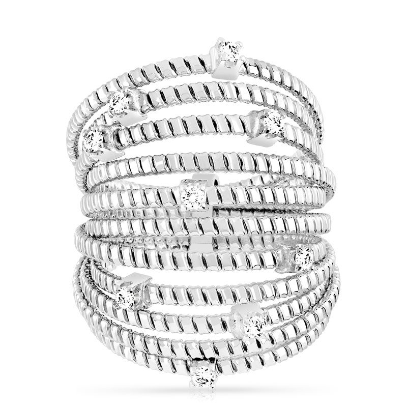 Bague argent 925 acier  zirconia - vue 3