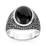 Bague argent 925 onyx imitation ovale - vue 1