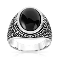 Bague argent 925 onyx imitation