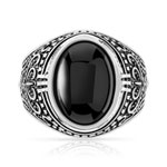 Bague argent 925 onyx imitation ovale - vue 3