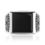 Bague argent 925 onyx imitation carrée - vue 3