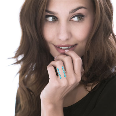 Bague argent 925 pierres imitation - vue Vporté 1