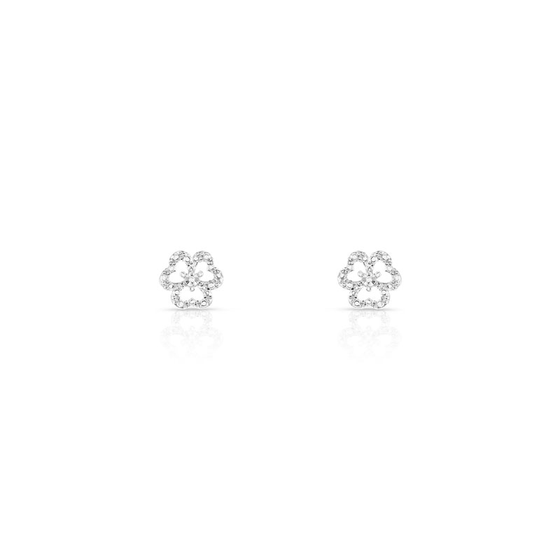 Boucles d'oreilles argent 925 fleur diamants - vue D1