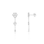 Boucles d'oreilles argent 925 pendants trèfles diamants - vue 1