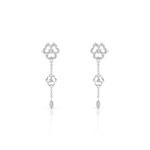 Boucles d'oreilles argent 925 pendants trèfles diamants - vue D1