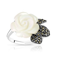 Bague argent 925 marcassite nacre